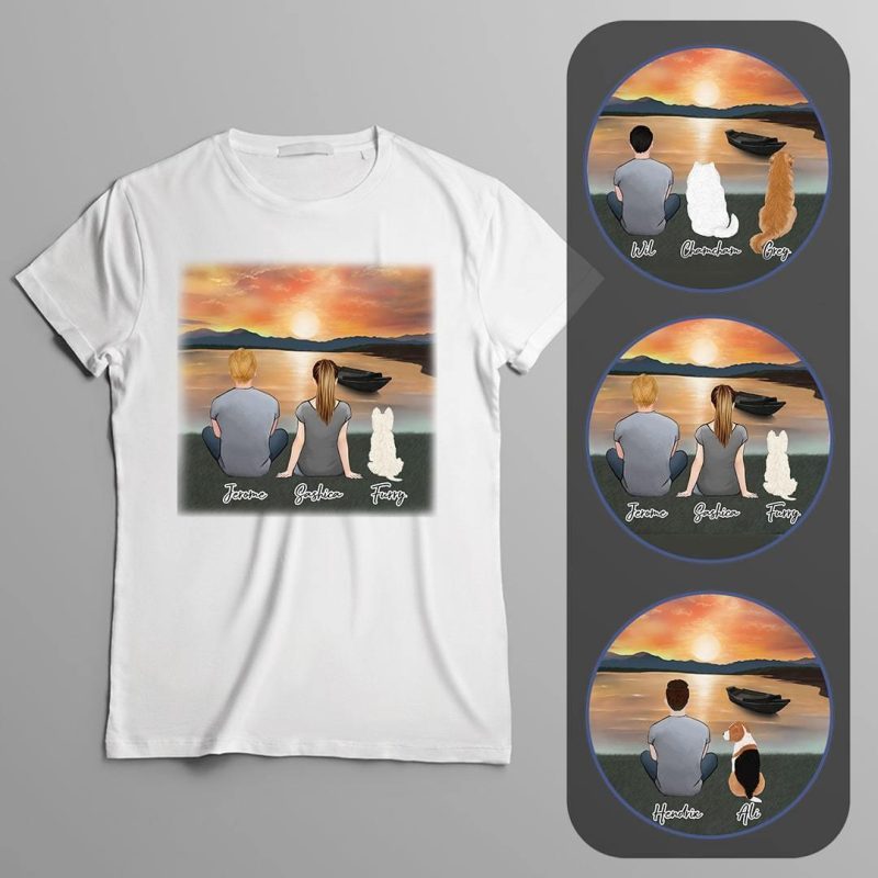 sunset personalized pet and owner t shirt alpha paw