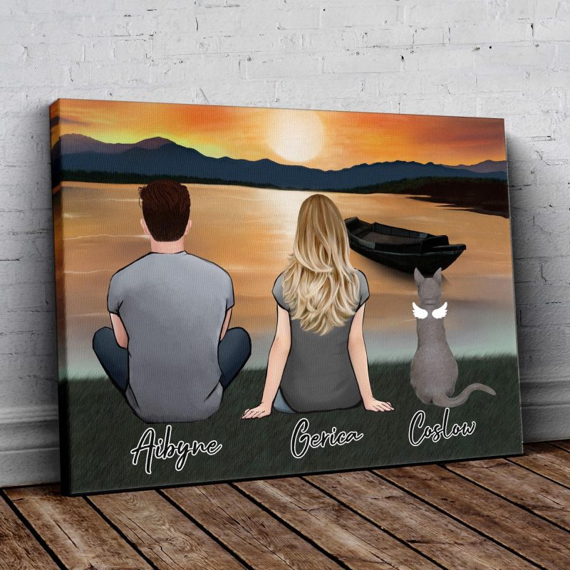 sunset personalized pet and owner wrapped canvas alpha paw 1