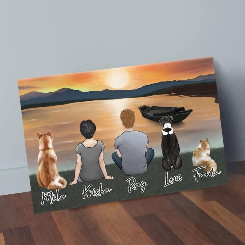 sunset personalized pet and owner wrapped canvas alpha paw 2