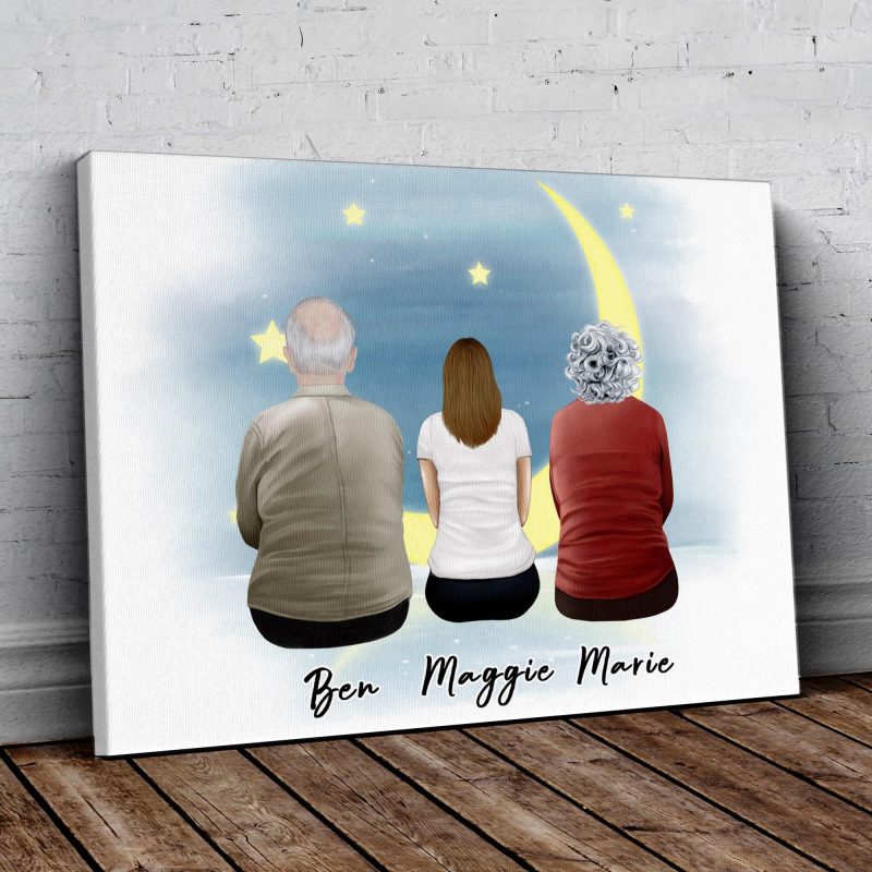 the moon personalized family wrapped canvas alpha paw