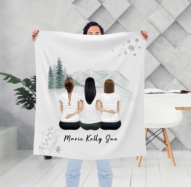 white mountains personalized best friend sister blanket alpha paw