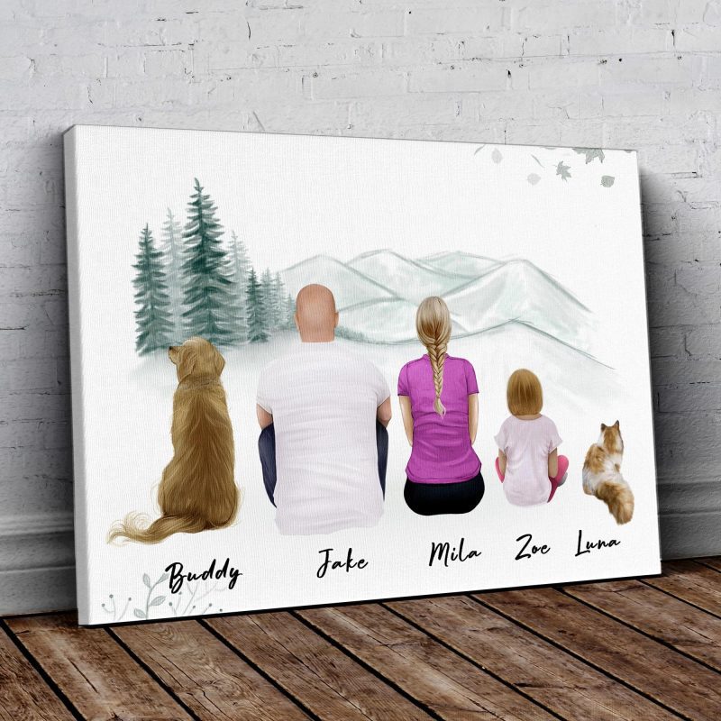 white mountains personalized family wrapped canvas alpha paw