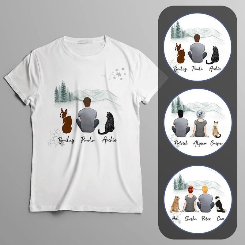 white mountains personalized pet and owner t shirt alpha paw